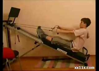 Sporty lady nicely blows a hard wiener